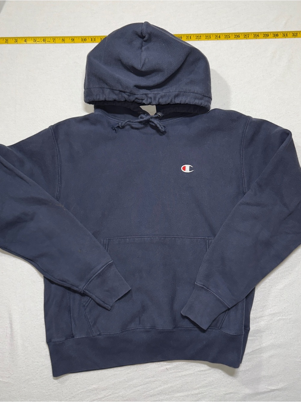 Champion Navy Blue Pullover Hoodie with Small Logo reverse weave vintage champ